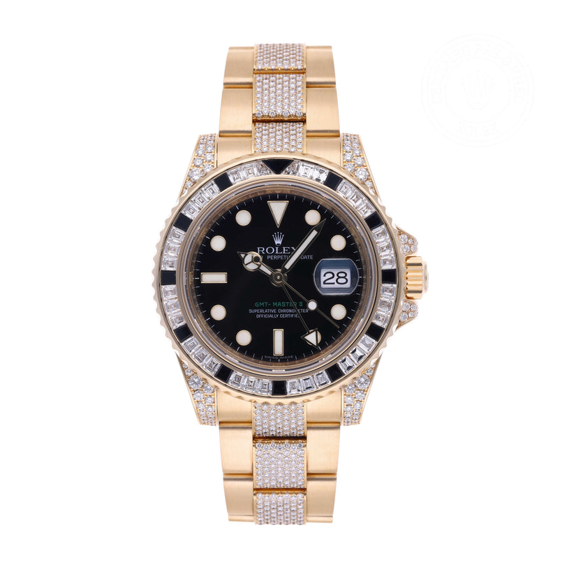 Rolex Certified Pre-owned GMT II M116758SANR-0002 front on white background
