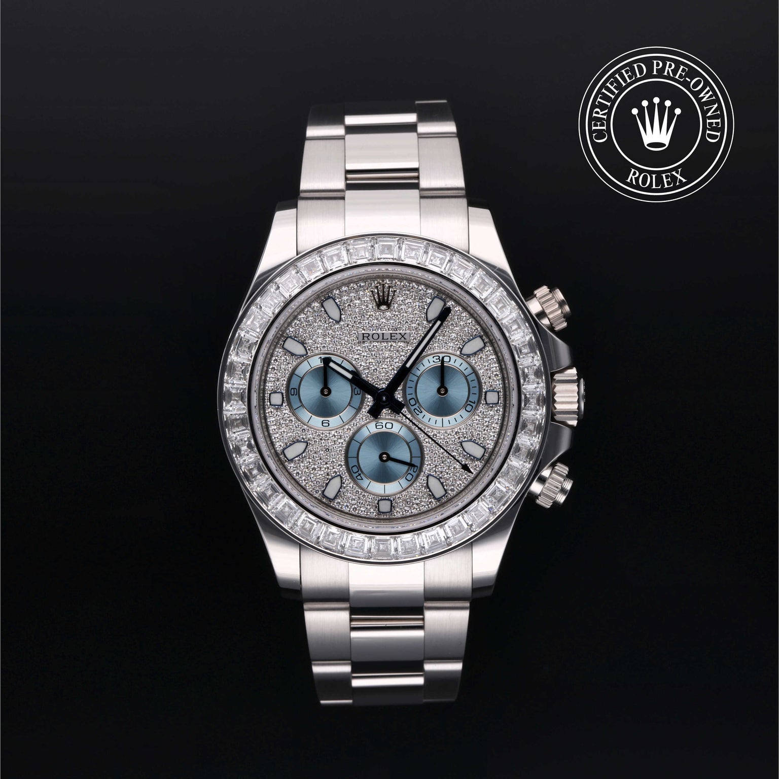 Rolex Certified Pre-owned Daytona M116576TBR-0004 front on black background