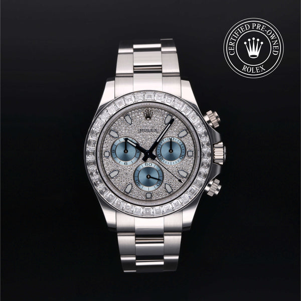Rolex Certified Pre-owned Daytona M116576TBR-0004 front on black background