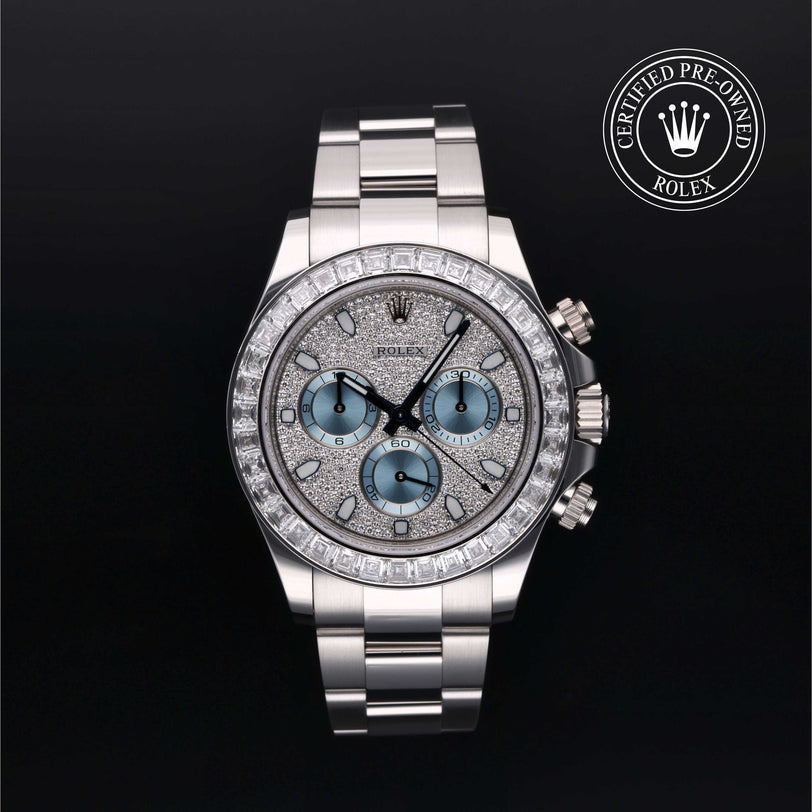 Rolex Certified Pre-owned Daytona M116576TBR-0004 front on black background