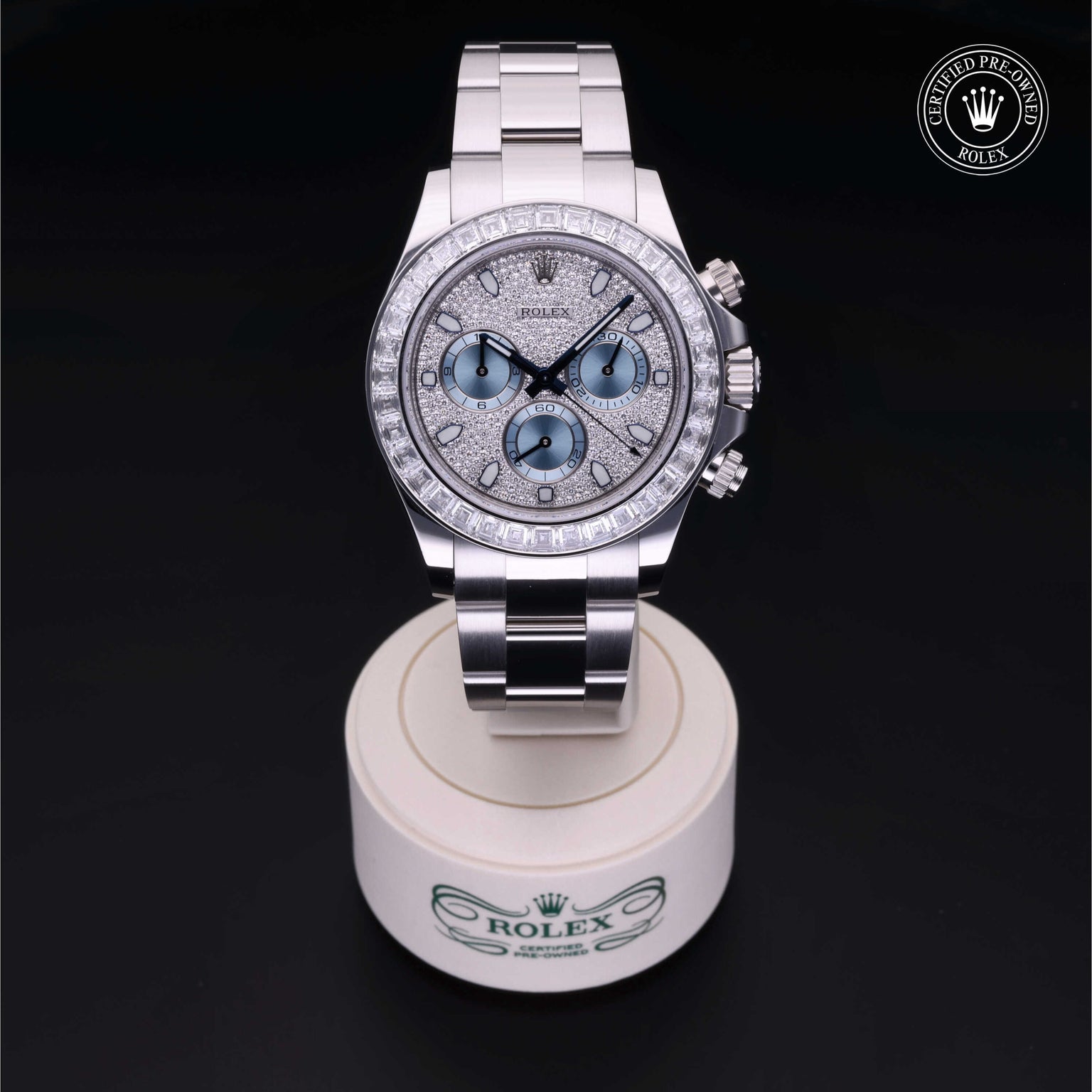 Rolex Certified Pre-owned Daytona M116576TBR-0004 front on black background