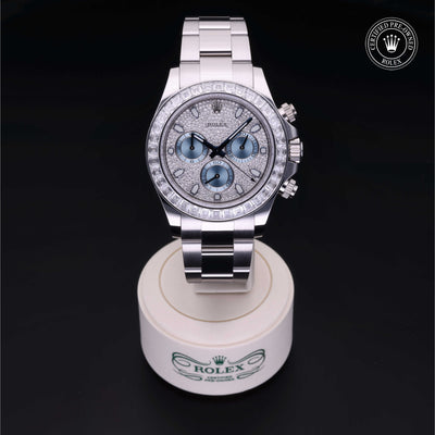 Rolex Certified Pre-owned Daytona M116576TBR-0004 front on black background