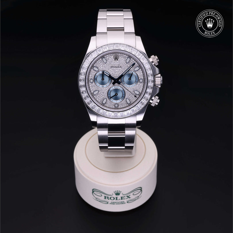 Rolex Certified Pre-owned Daytona M116576TBR-0004 front on black background