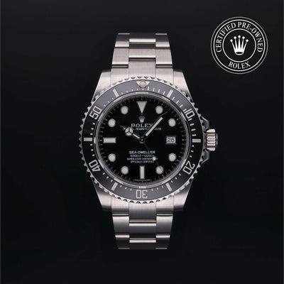 Rolex Certified Pre-owned Sea-Dweller M116600-0003 front on black background