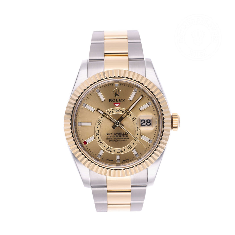 Rolex Certified Pre-owned Sky-Dweller M326933-0001 front on white background