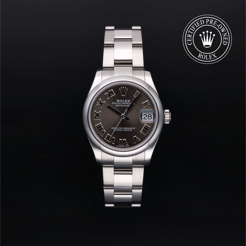 Rolex Certified Pre-owned Lady Datejust M278240-0015 front on black background