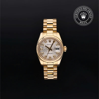 Rolex Certified Pre-owned Lady Datejust M179178 front on black background