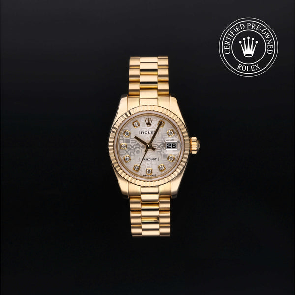Rolex Certified Pre-owned Lady Datejust M179178 front on black background
