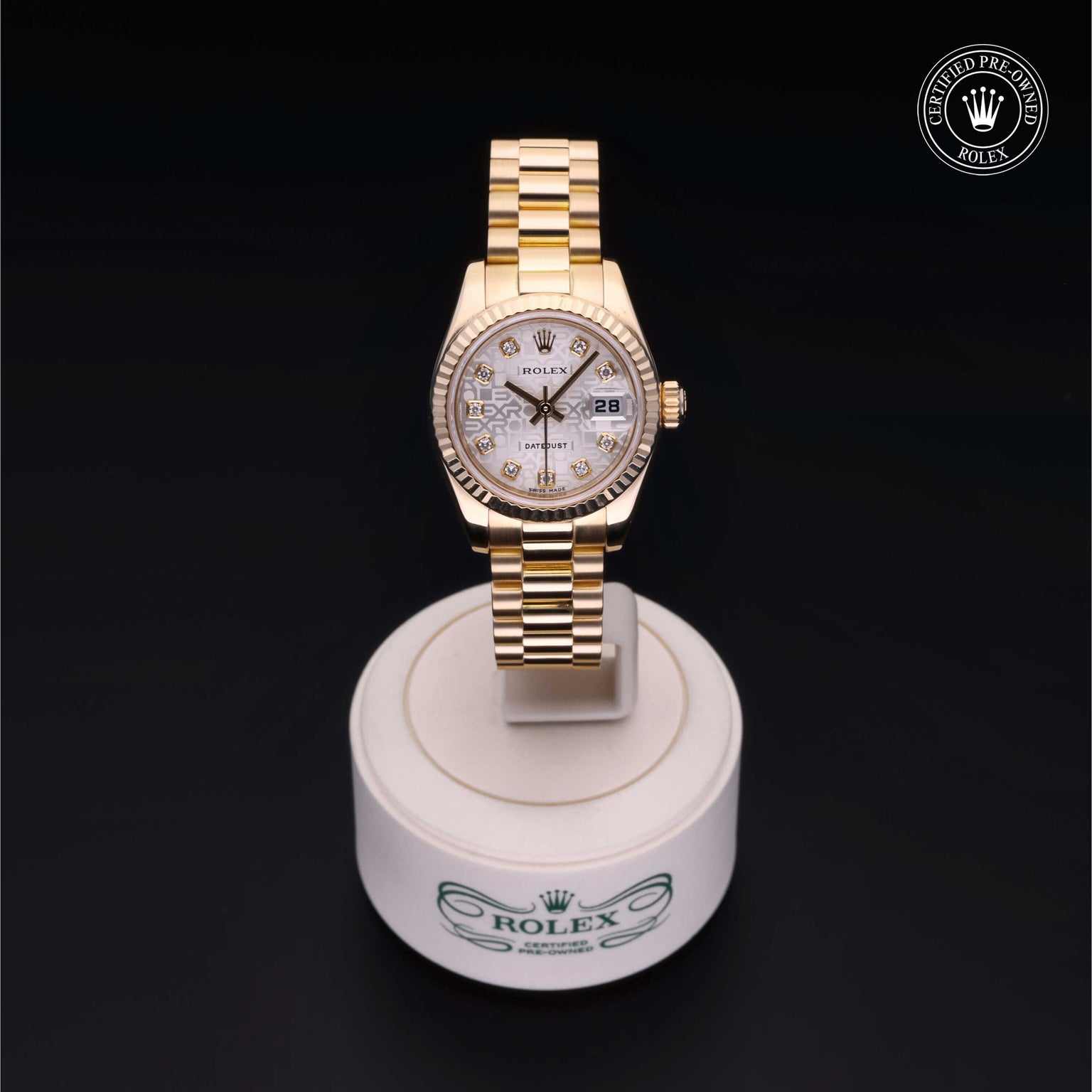Rolex Certified Pre-owned Lady Datejust M179178 front on black background