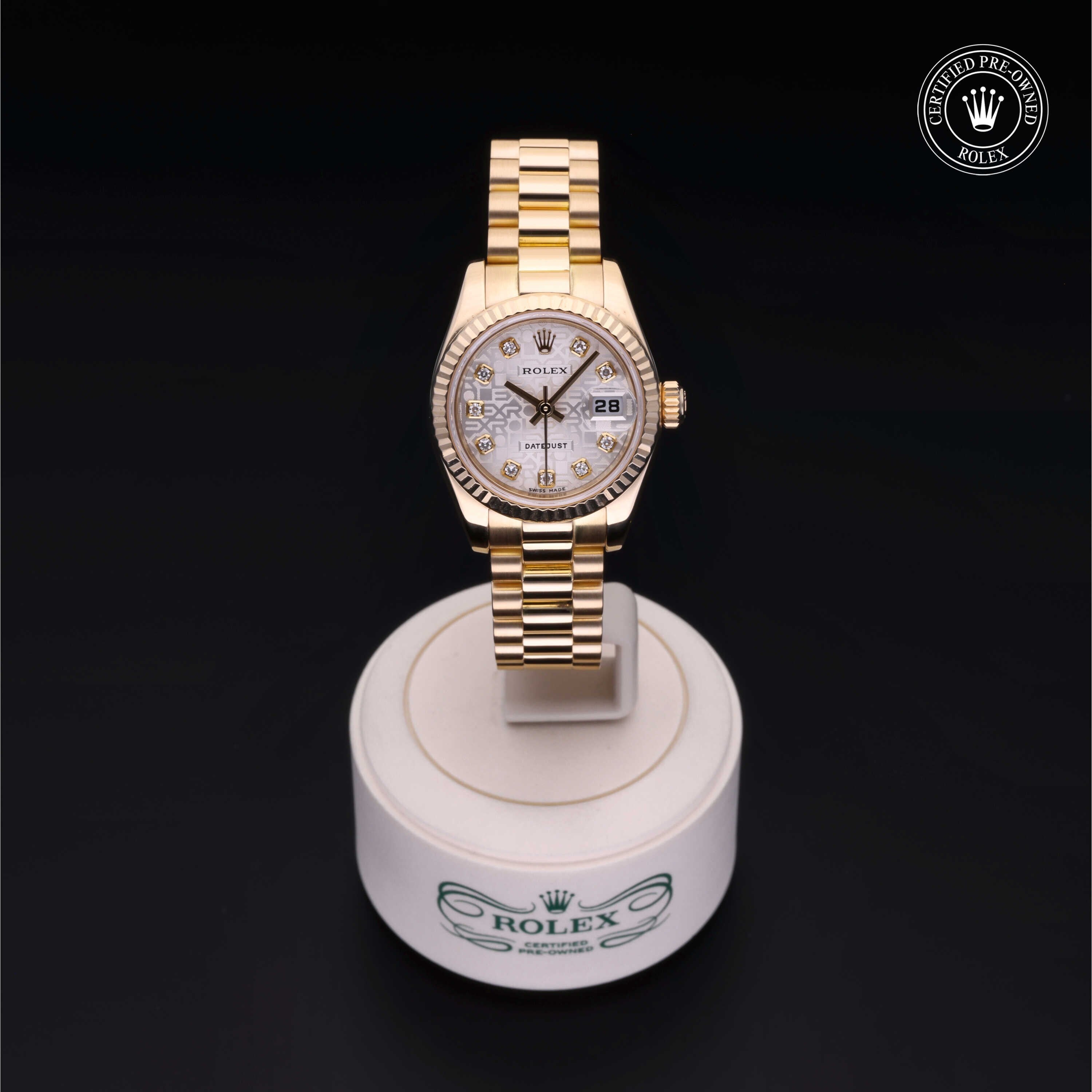 Rolex Certified Pre-owned Lady Datejust M179178 front on black background
