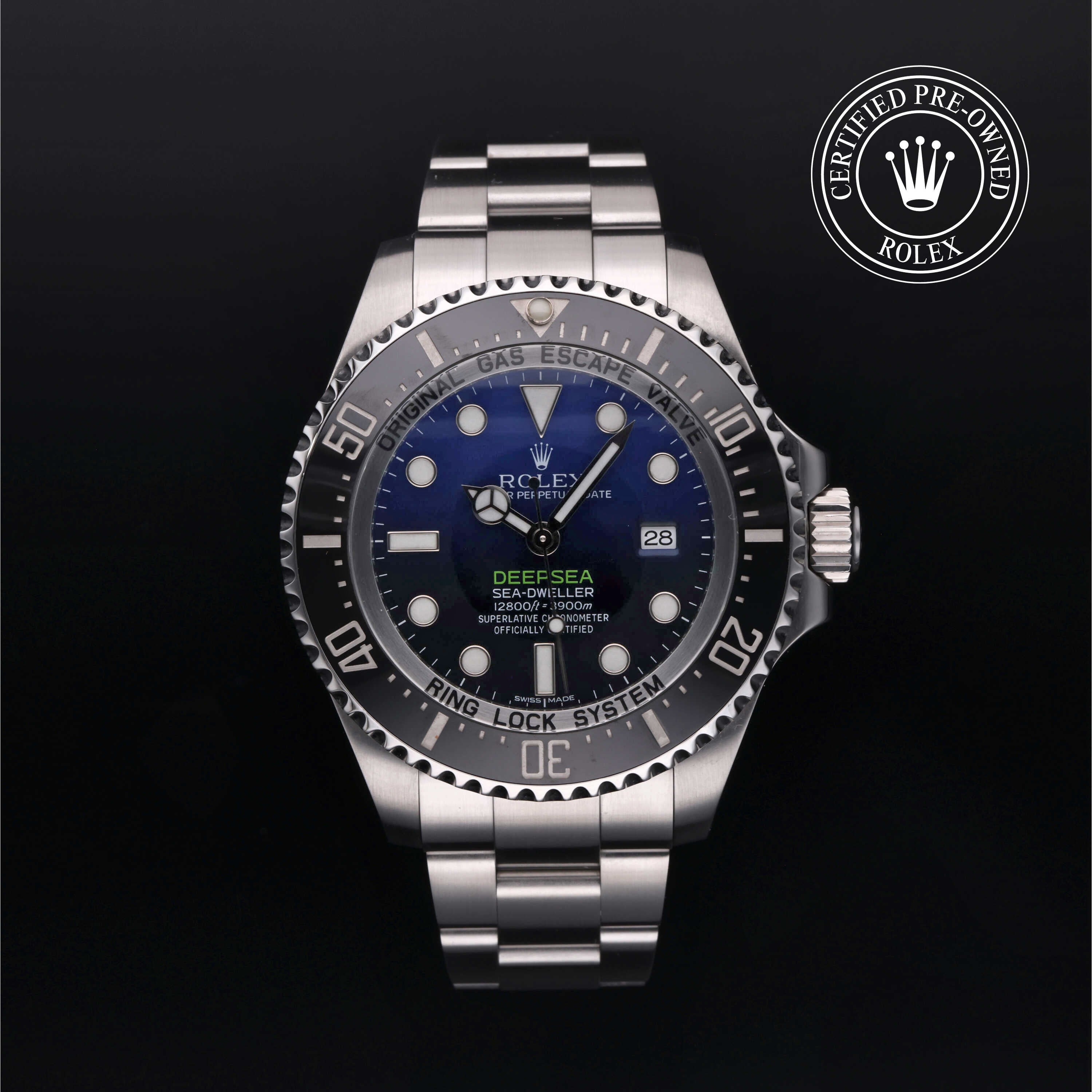 Rolex Certified Pre-owned Deep Sea M116660-0003 front on black background