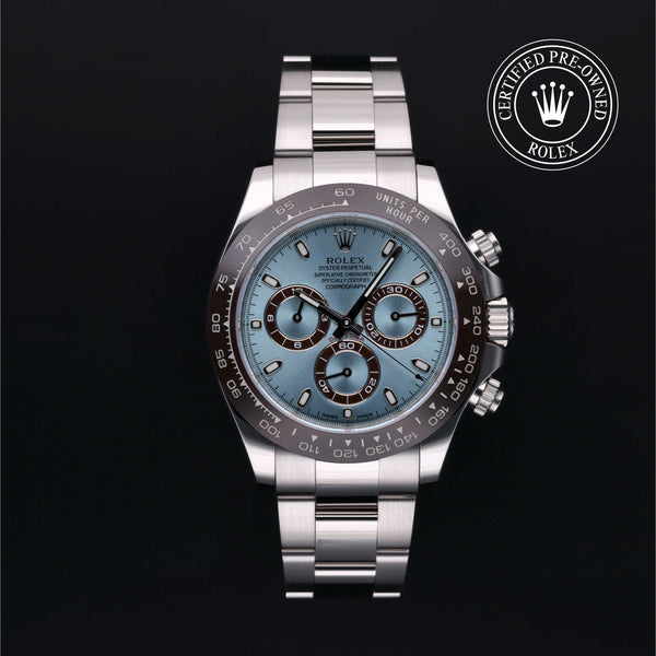 Rolex Certified Pre-owned Daytona M116506-0001 front on black background