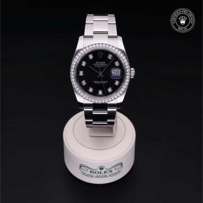 Rolex Certified Pre-owned Datejust M116244-0017 front on black background