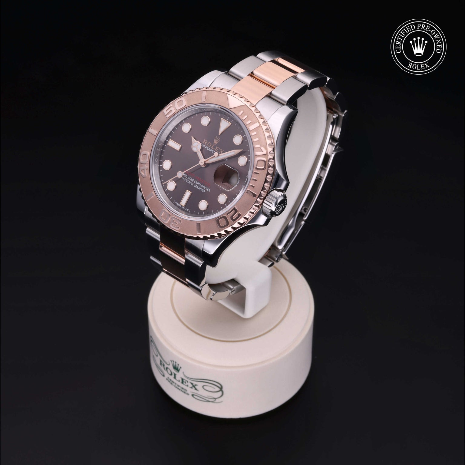 Rolex Certified Pre-owned Yacht-Master M116621-0001 front on black background