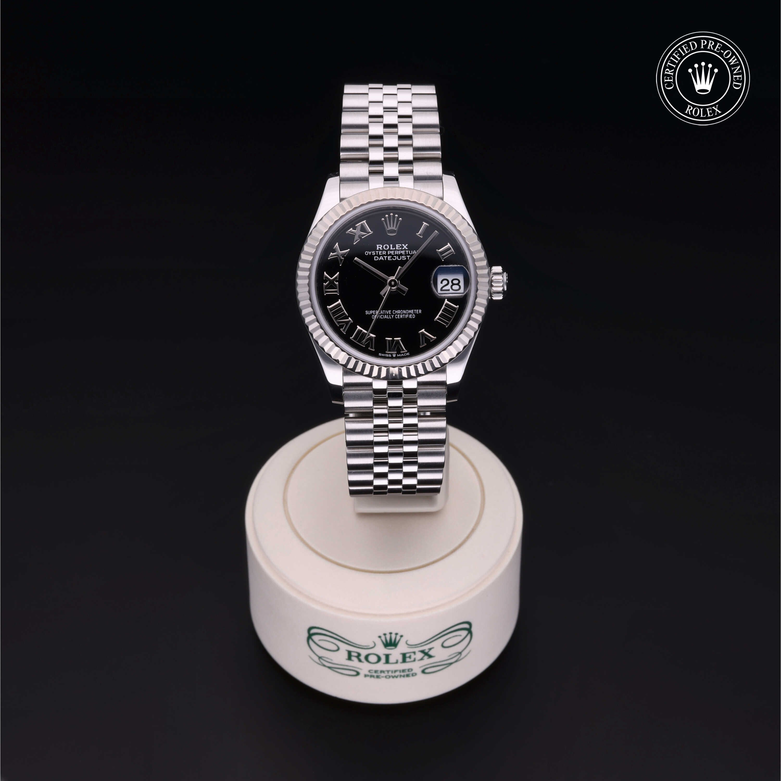 Rolex Certified Pre-owned Lady Datejust M278274-0002 front on black background