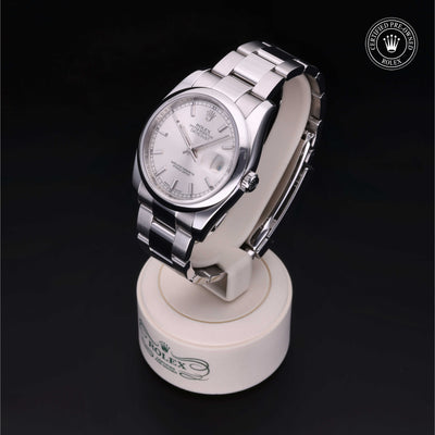 Rolex Certified Pre-owned Datejust M116200-0056 front on black background