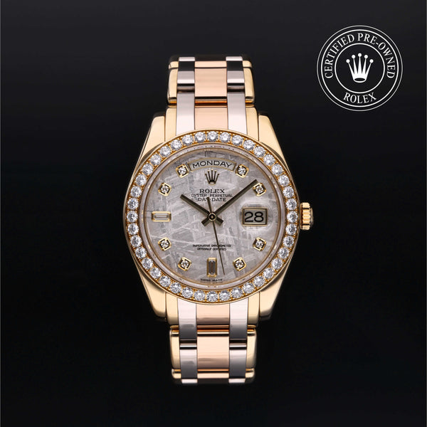 Rolex Certified Pre-owned Day-date M18948-0028 front on black background