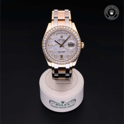 Rolex Certified Pre-owned Day-date M18948-0028 front on black background
