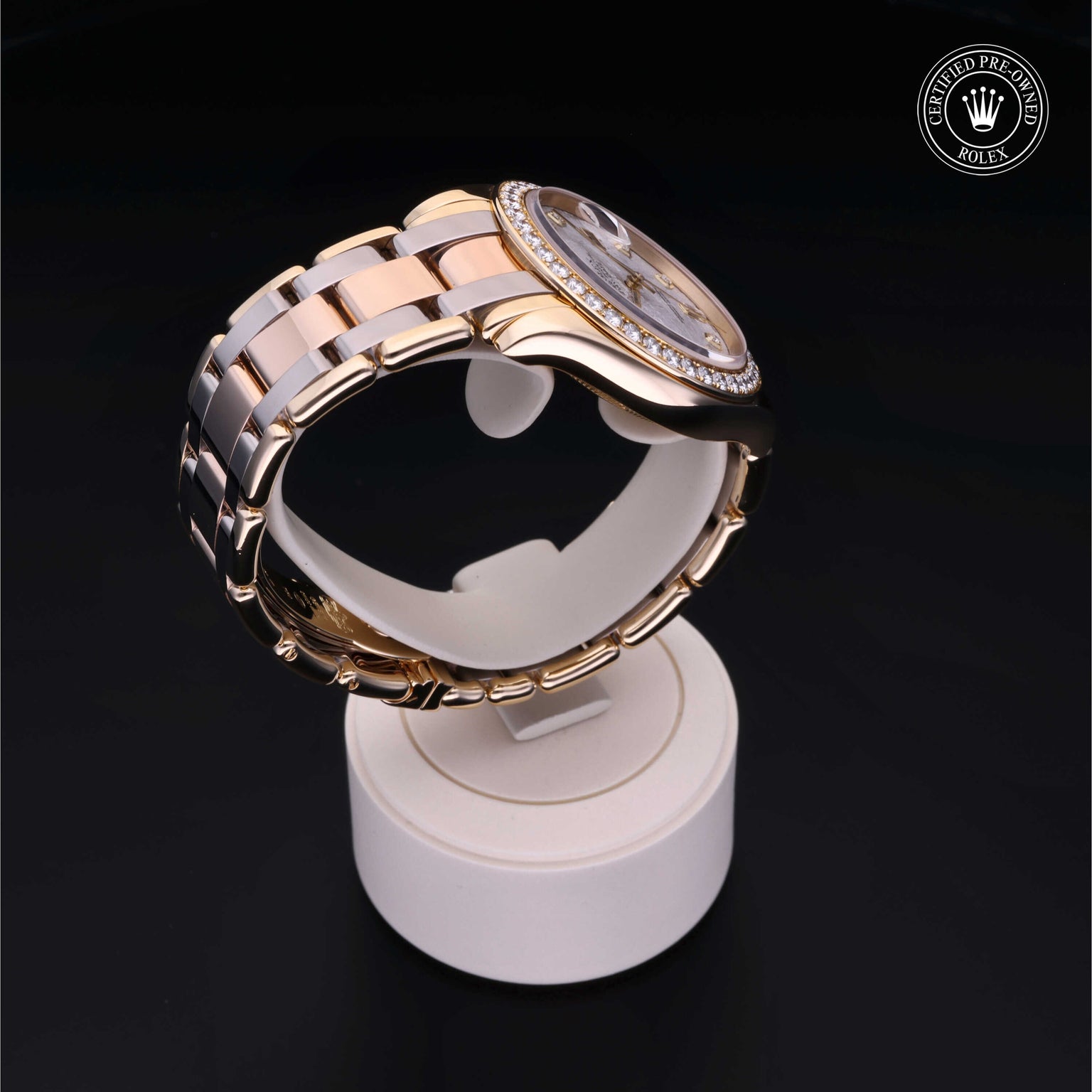 Rolex Certified Pre-owned Day-date M18948-0028 front on black background