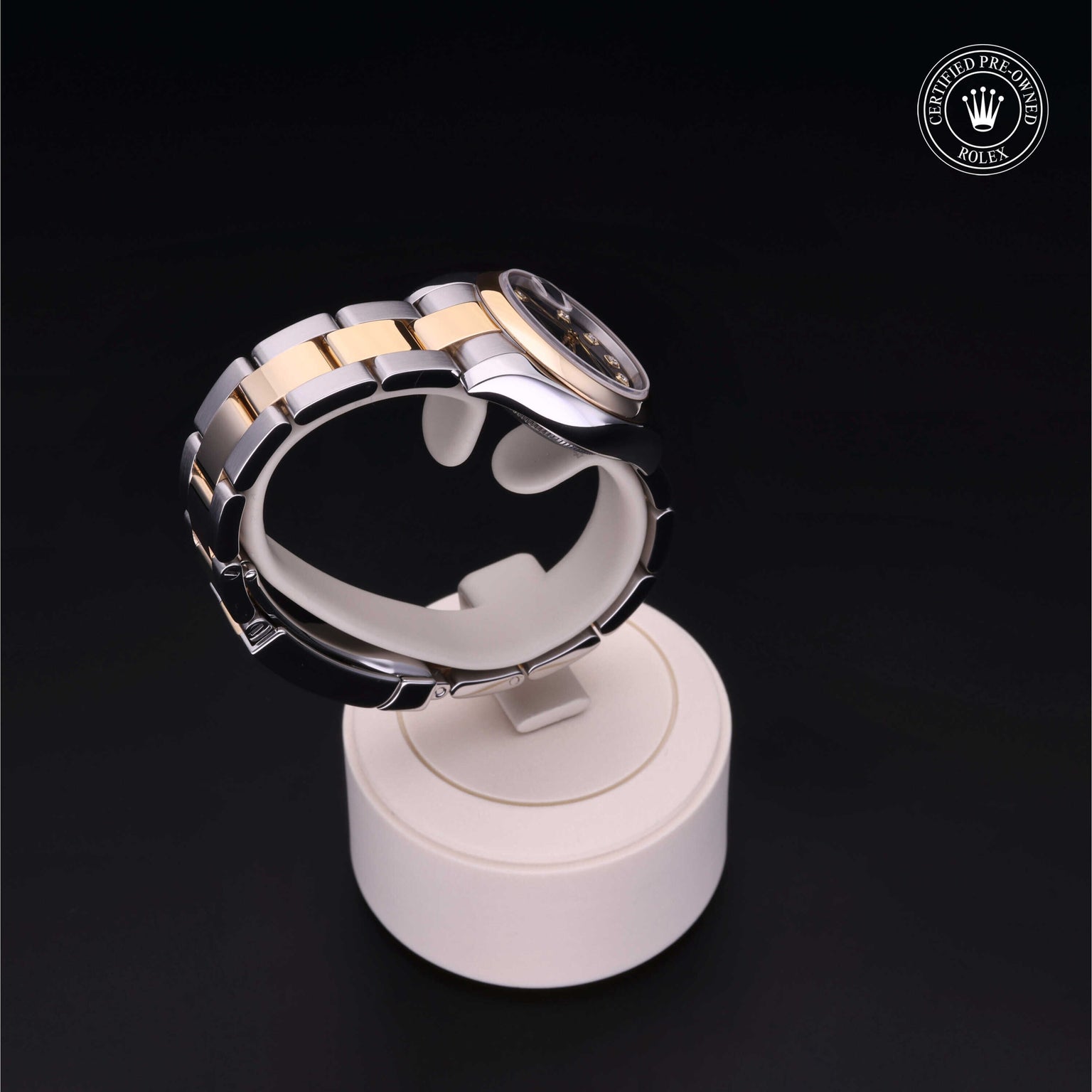 Rolex Certified Pre-owned Lady Datejust M179163-0071 front on black background