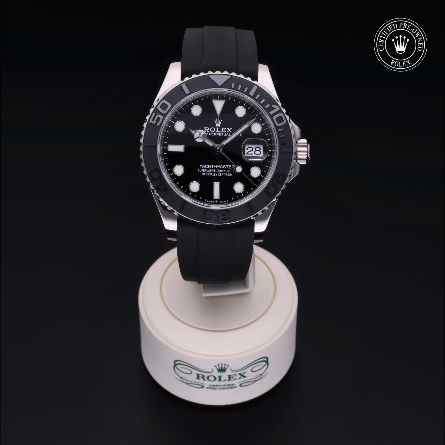 Rolex Certified Pre-owned Yacht-Master M226659-0003 front on black background