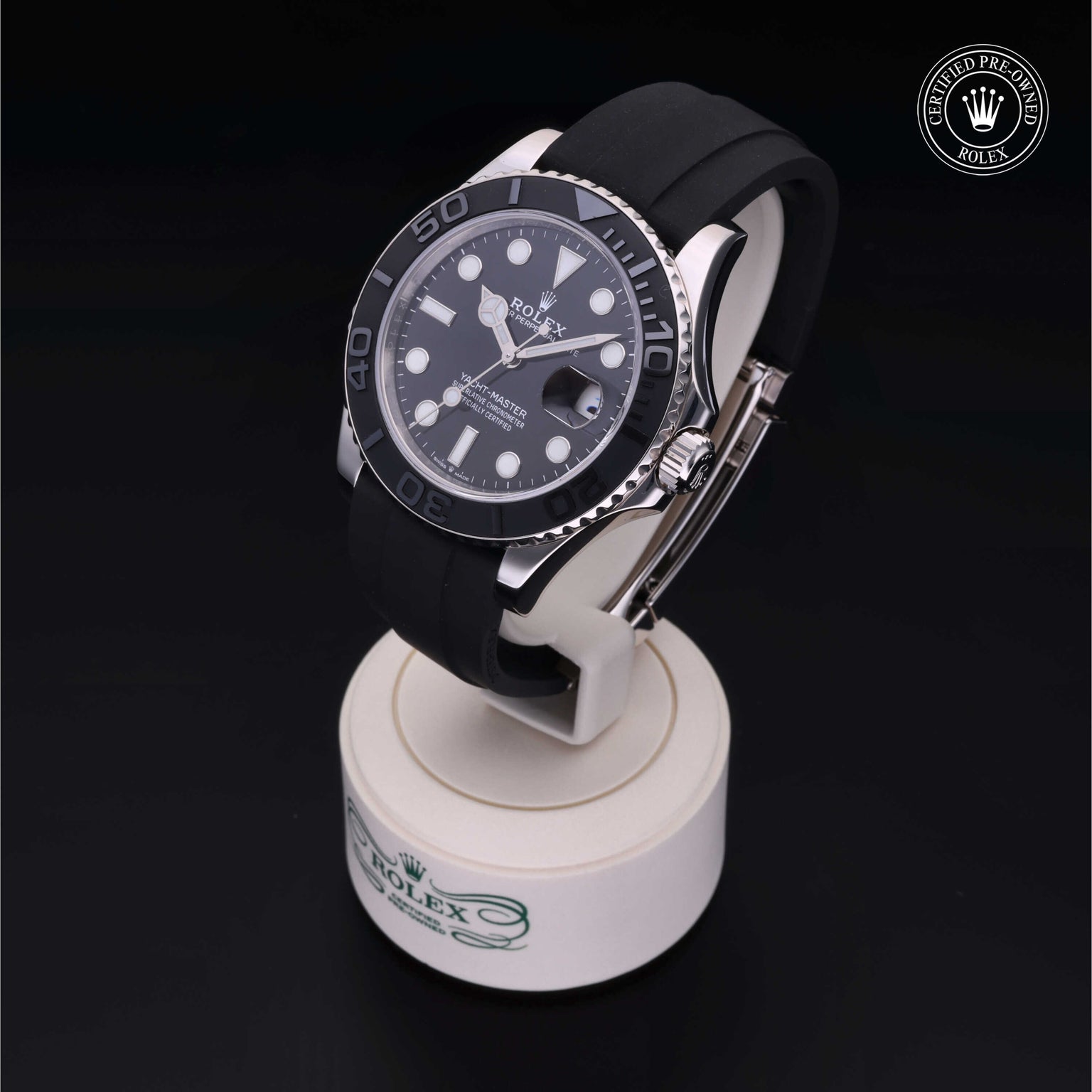 Rolex Certified Pre-owned Yacht-Master M226659-0003 front on black background