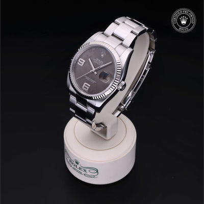 Rolex Certified Pre-owned Datejust M116234-0145 front on black background