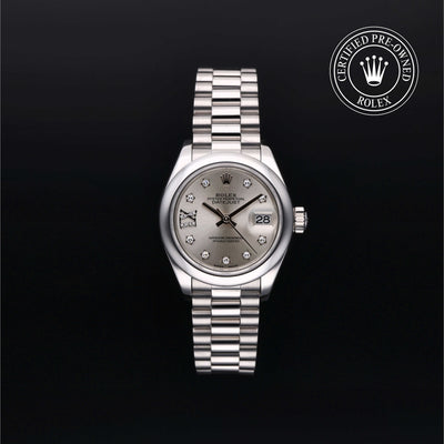 Rolex Certified Pre-owned Lady Datejust M279166-0001 front on black background