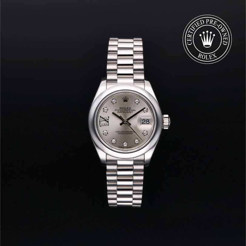 Rolex Certified Pre-owned Lady Datejust M279166-0001 front on black background