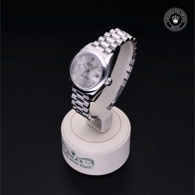 Rolex Certified Pre-owned Lady Datejust M279166-0001 front on black background