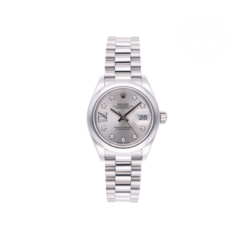 Rolex Certified Pre-owned Lady Datejust M279166-0001 front on white background