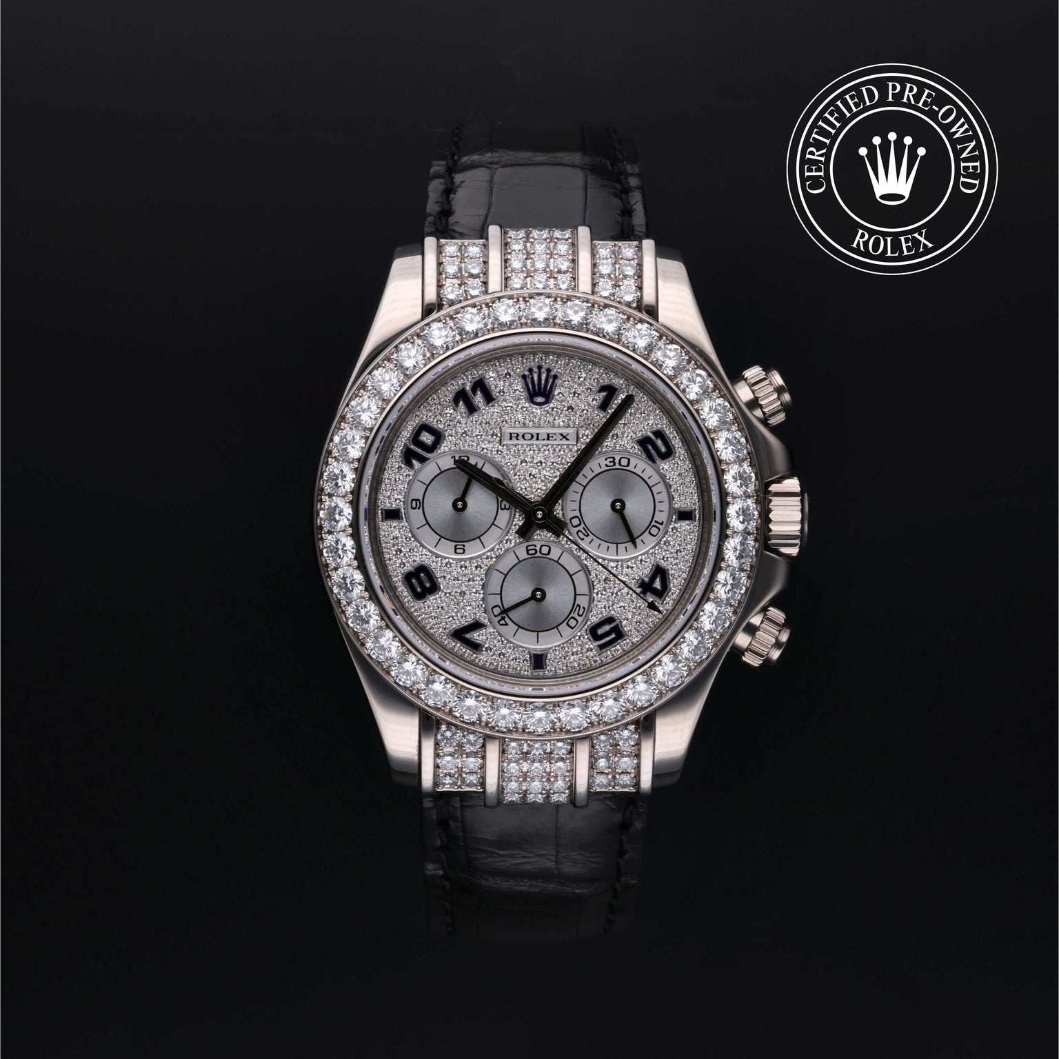 Rolex Certified Pre-owned Daytona M116599RBR-0024 front on black background