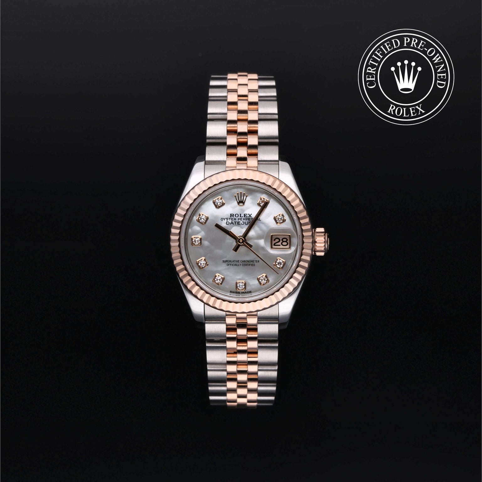 Rolex Certified Pre-owned Lady Datejust M279171-0013 front on black background
