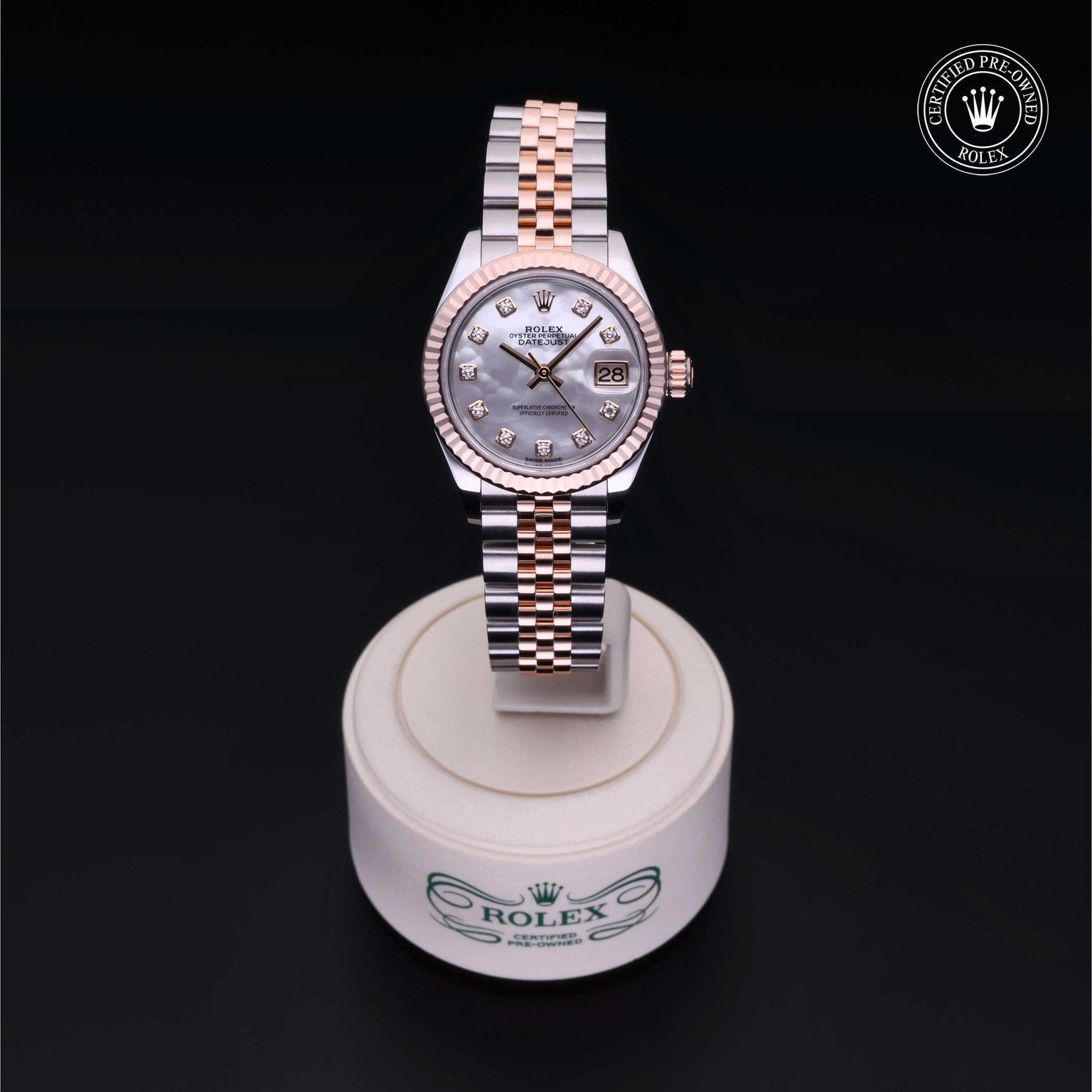 Rolex Certified Pre-owned Lady Datejust M279171-0013 front on black background