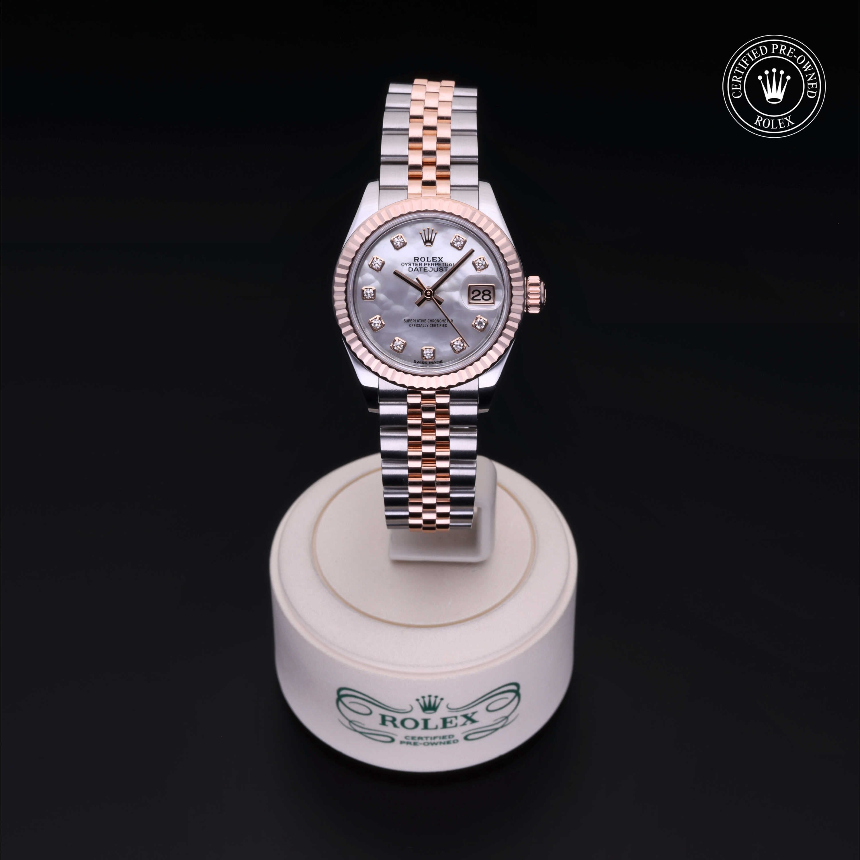 Rolex Certified Pre-owned Lady Datejust M279171-0013 front on black background