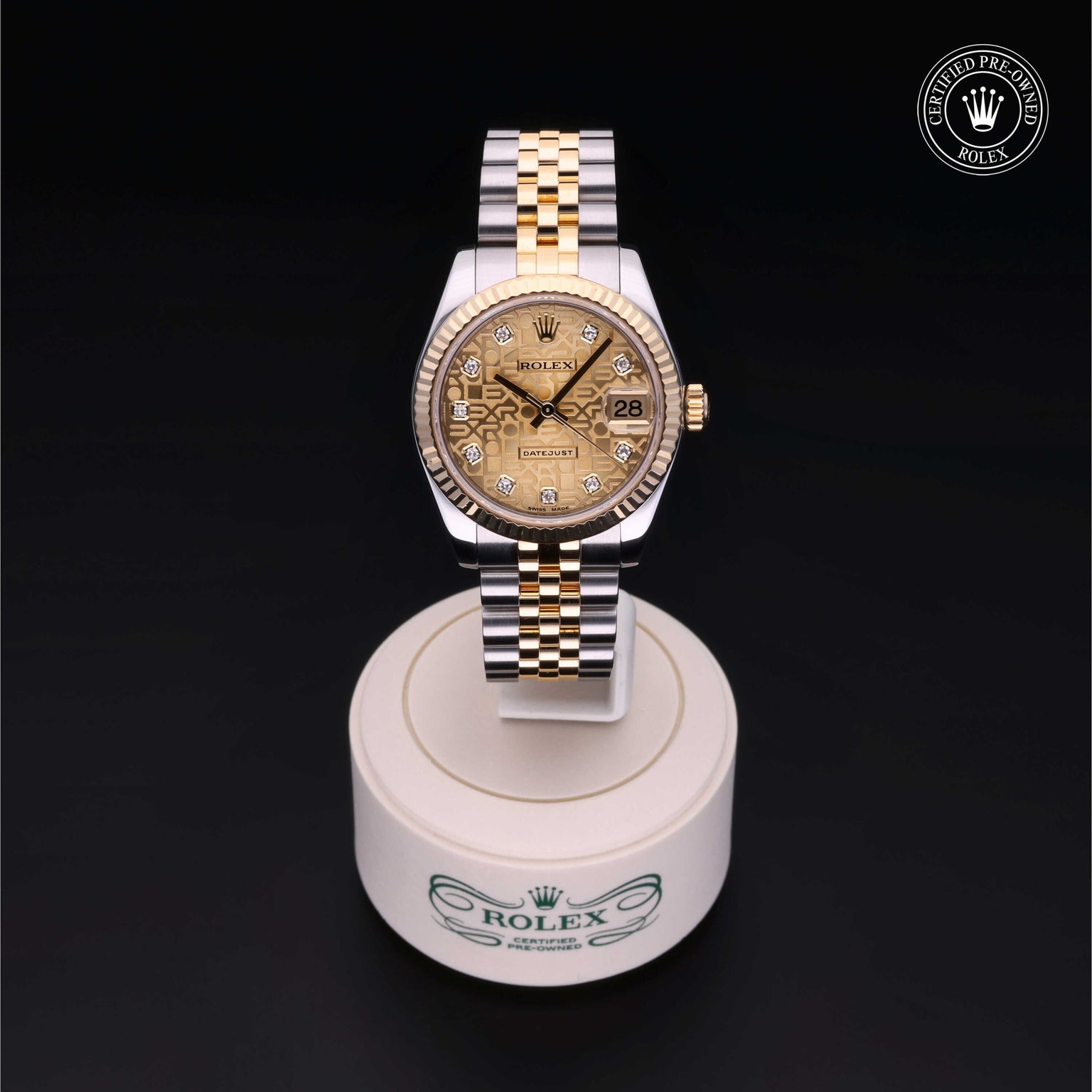 Rolex Certified Pre-owned Lady Datejust M178273-0013 front on black background