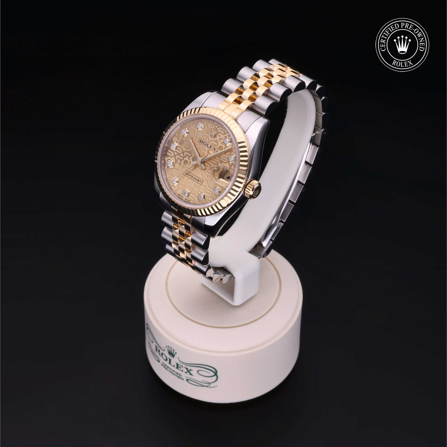 Rolex Certified Pre-owned Lady Datejust M178273-0013 front on black background