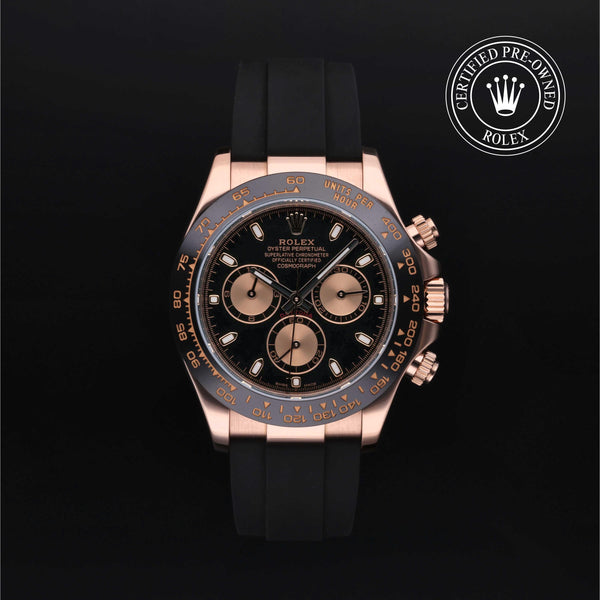 Rolex Certified Pre-owned Daytona M116515LN-0017 front on black background
