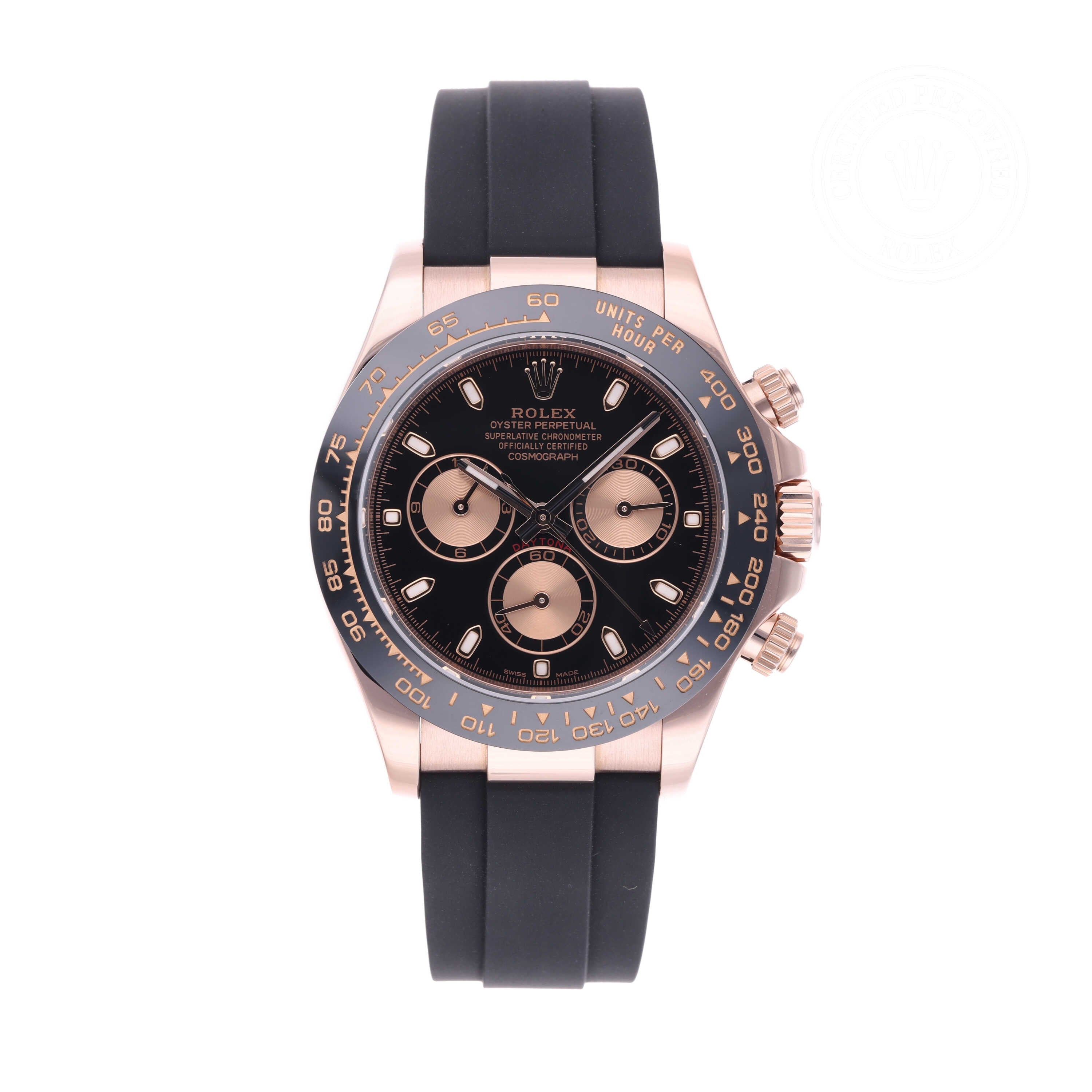 Rolex Certified Pre-owned Daytona M116515LN-0017 front on white background