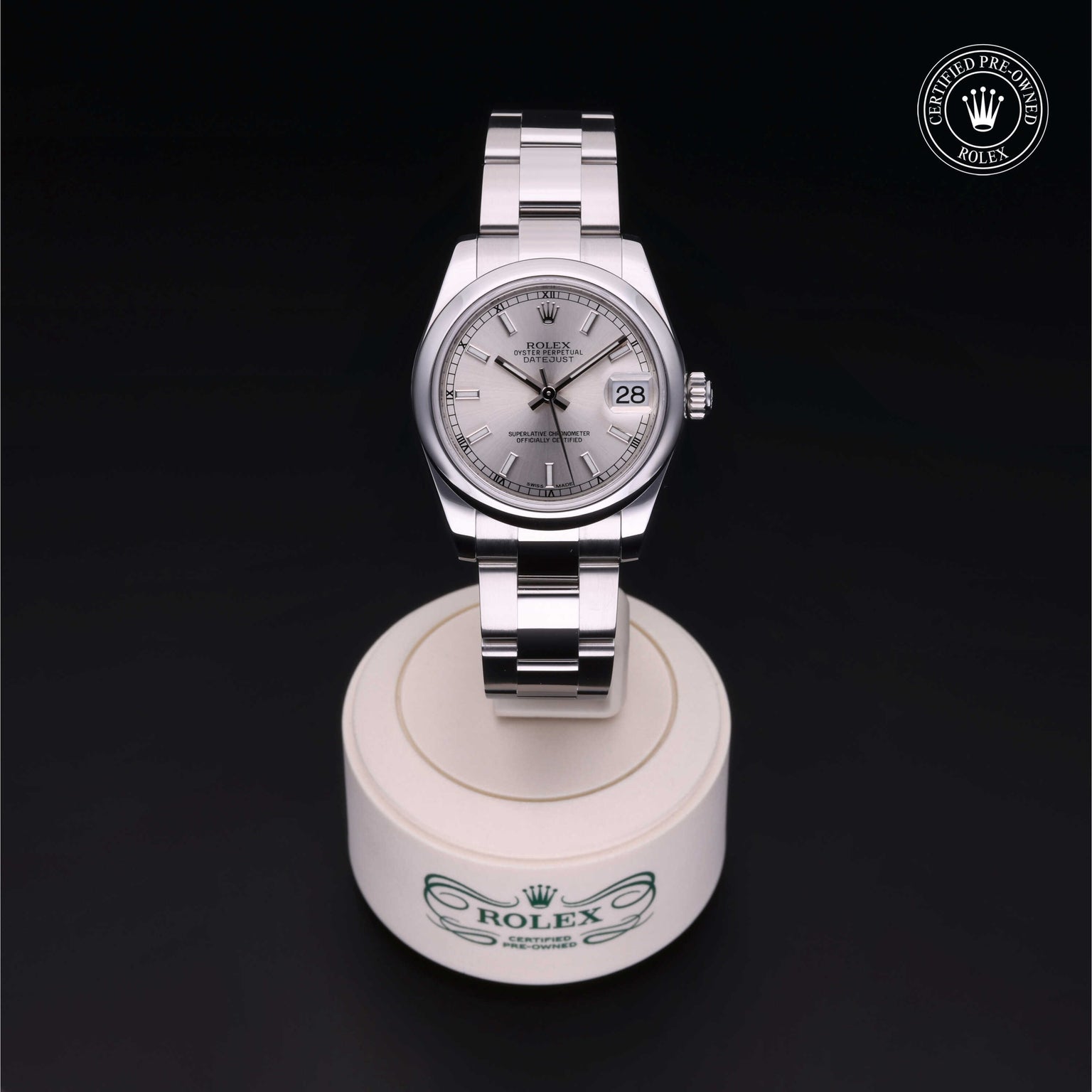 Rolex Certified Pre-owned Lady Datejust M178240-0022 front on black background