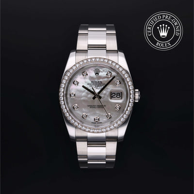Rolex Certified Pre-owned Datejust M116244-0020 front on black background