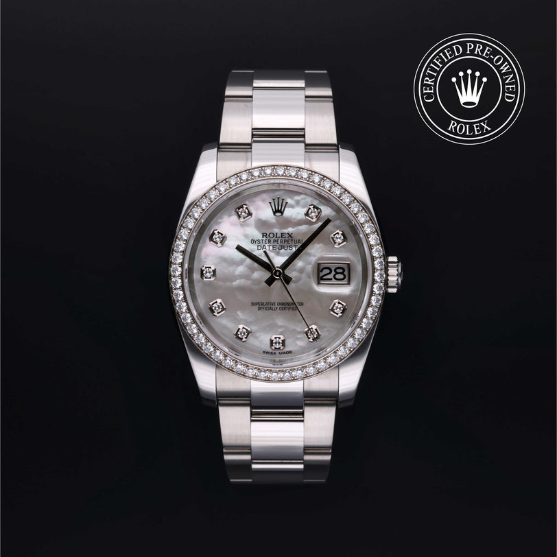 Rolex Certified Pre-owned Datejust M116244-0020 front on black background