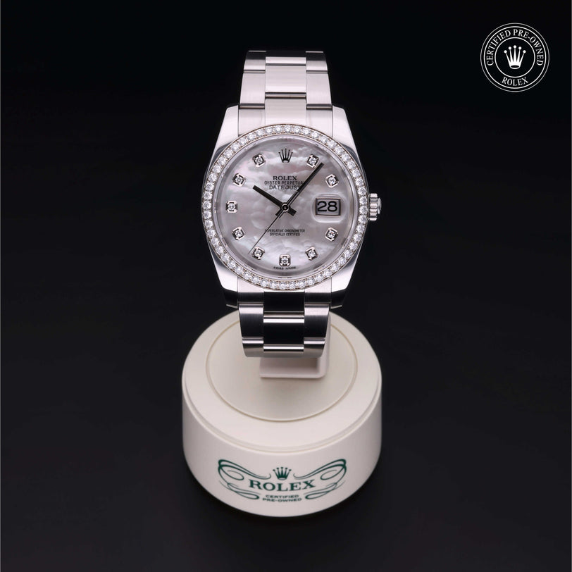 Rolex Certified Pre-owned Datejust M116244-0020 front on black background