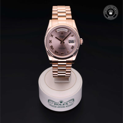 Rolex Certified Pre-owned Day-date M118235-0030 front on black background