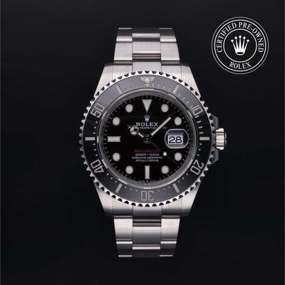 Rolex Certified Pre-owned Sea-Dweller M126600-0001 front on black background