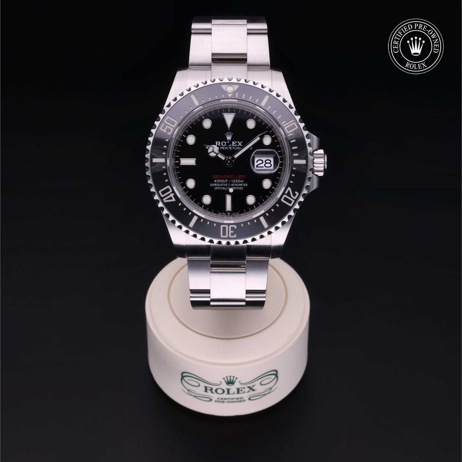 Rolex Certified Pre-owned Sea-Dweller M126600-0001 front on black background