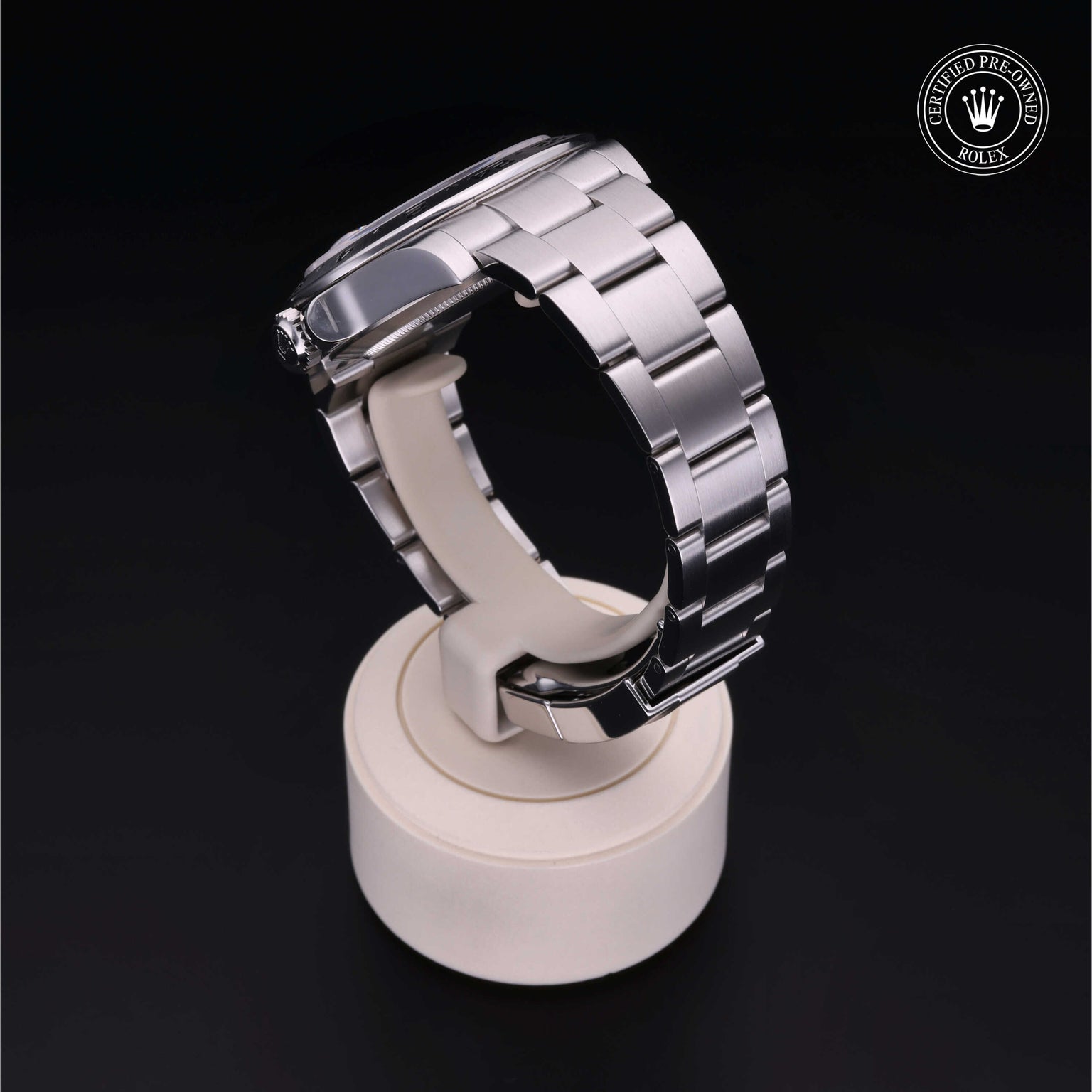 Rolex Certified Pre-owned Explorer II M216570-0001 front on black background