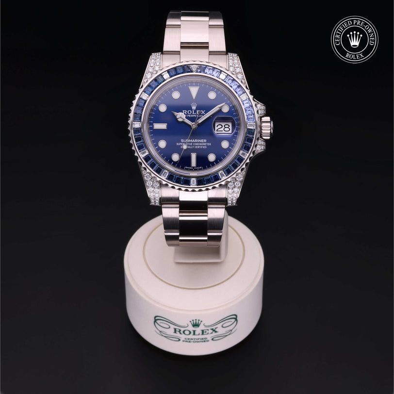 Rolex Certified Pre-owned Submariner Date M116659SABR-0001 front on black background
