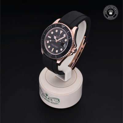 Rolex Certified Pre-owned Yacht-Master M268655-0009 front on black background