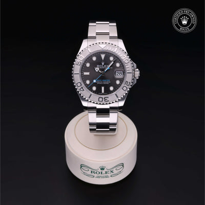 Rolex Certified Pre-owned Yacht-Master M268622-0002 front on black background